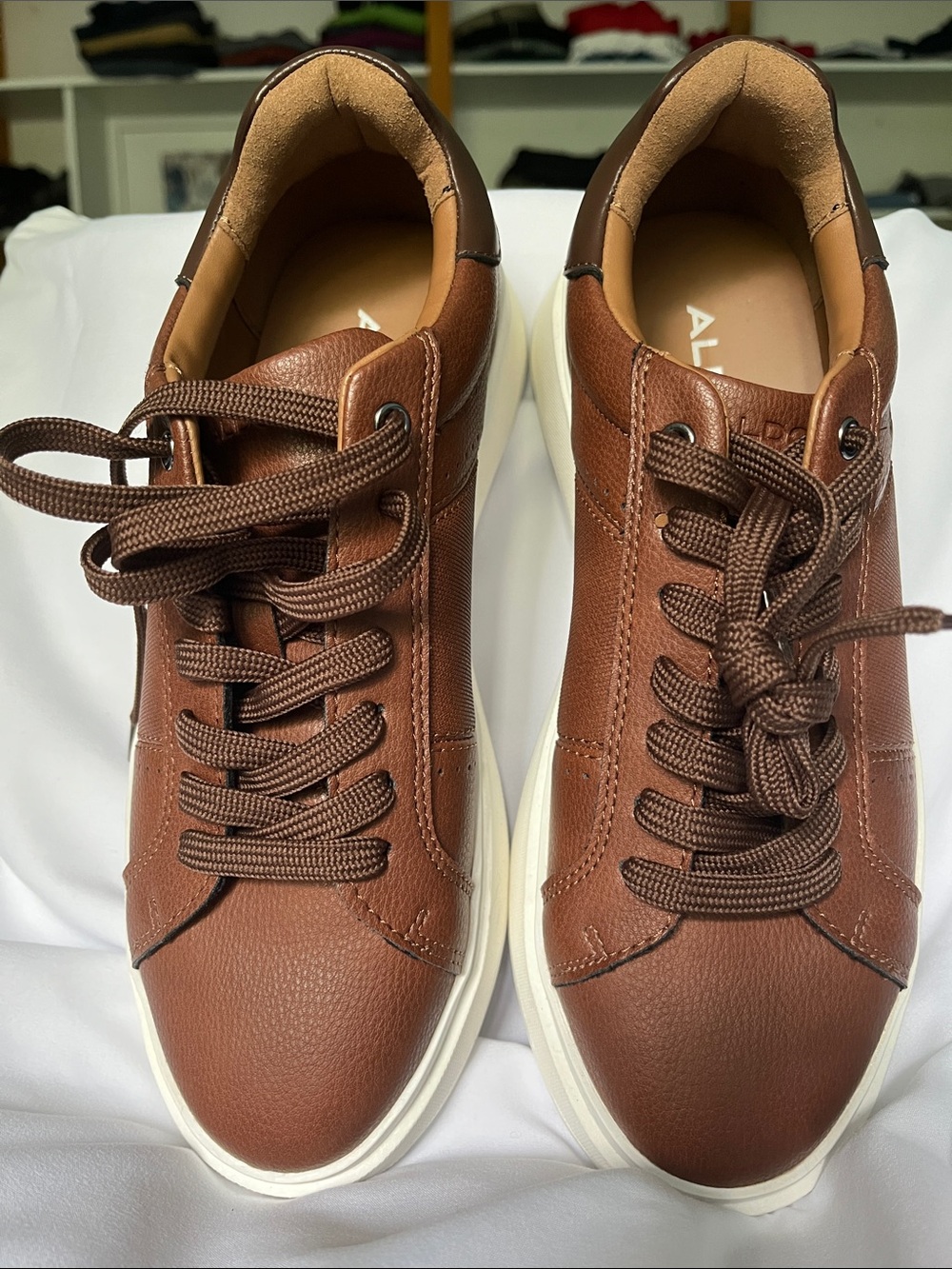 Aldo Men's Brown Leather Low-Top Sneakers
